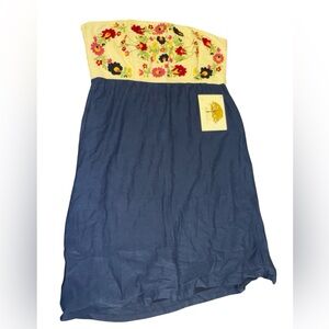 Missy Robertson White Blue Short Dress Embroidered Floral Size Large